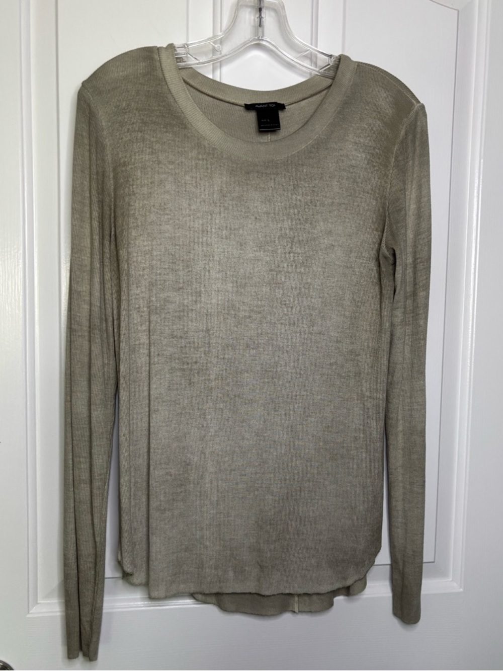 NWT Avant Toi Women’s Lightweight Crewneck knit shirt  in Greyish/Olive Sz L